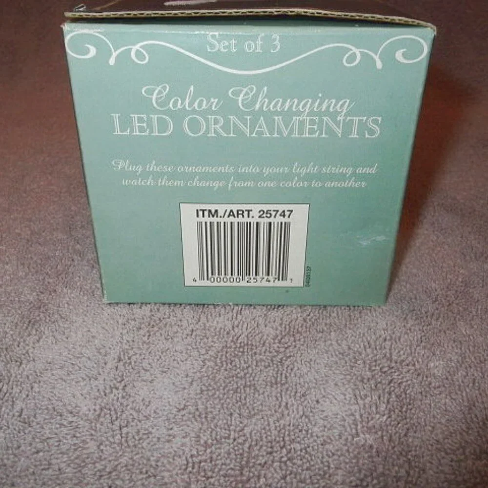 Color Changing Glass Ornaments Set Of 3 Iridescent Glitter Rhinestones 4